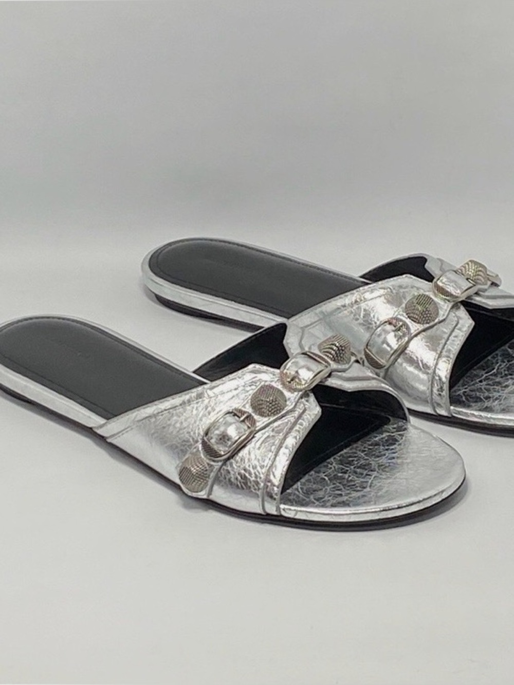 Balenciaga Le Cagole Slide Sandal Silver Sz 36 NWT